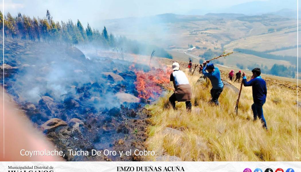 Municipalidad Distrital Hualgayoc sigue apoyando a mitigar los incendios